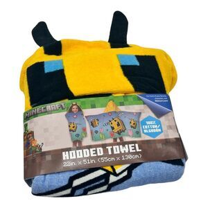 Kid's‎ MINECRAFT Bee Hooded Towel Yellow NWT